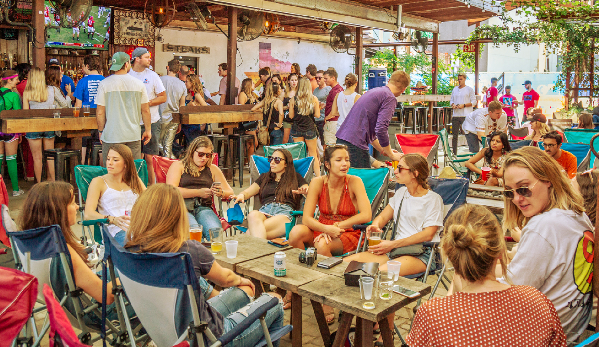 rustic tap outdoor space for beers on sixth street