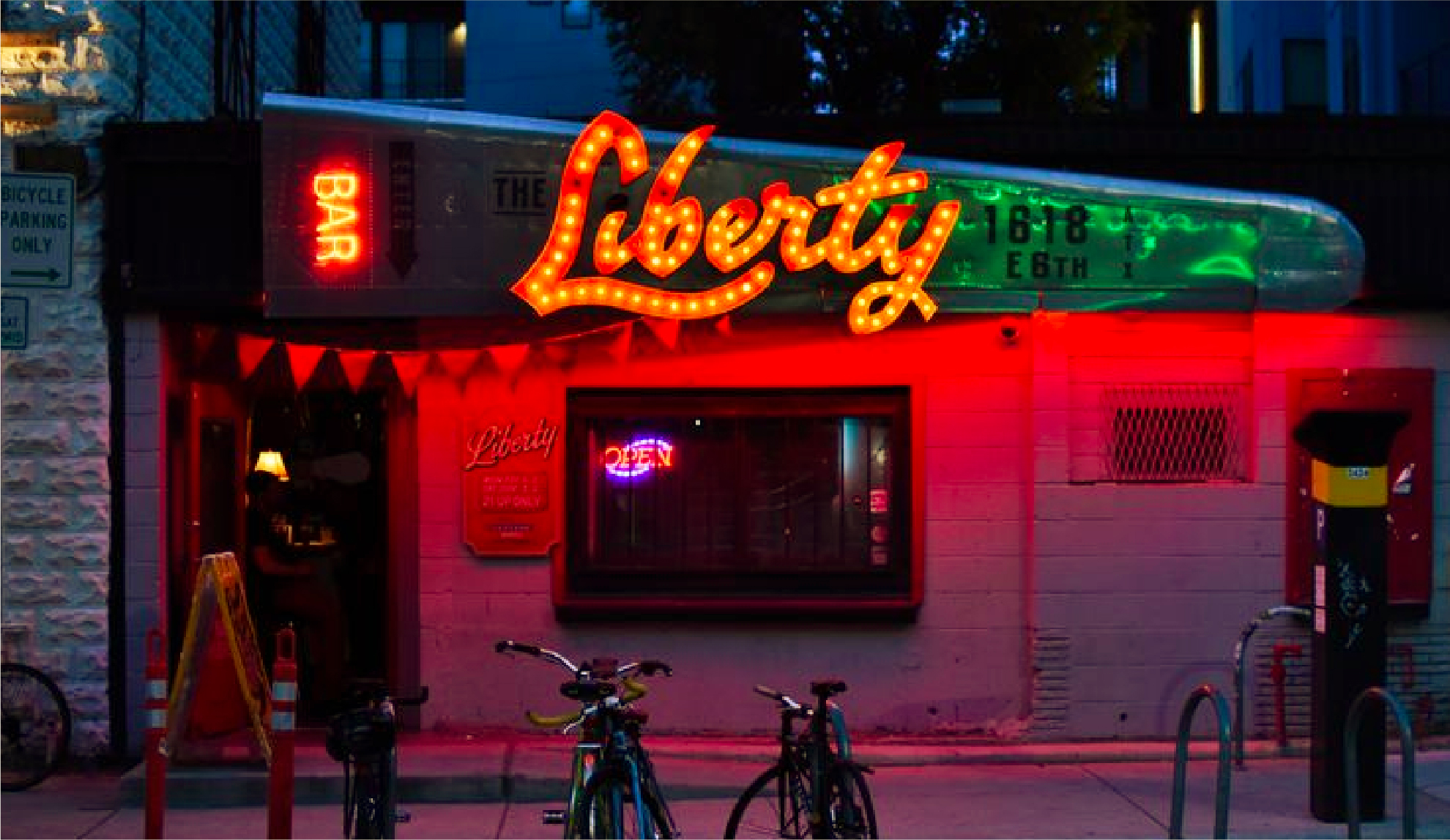 entrance to the liberty to have some great beers on sixth street