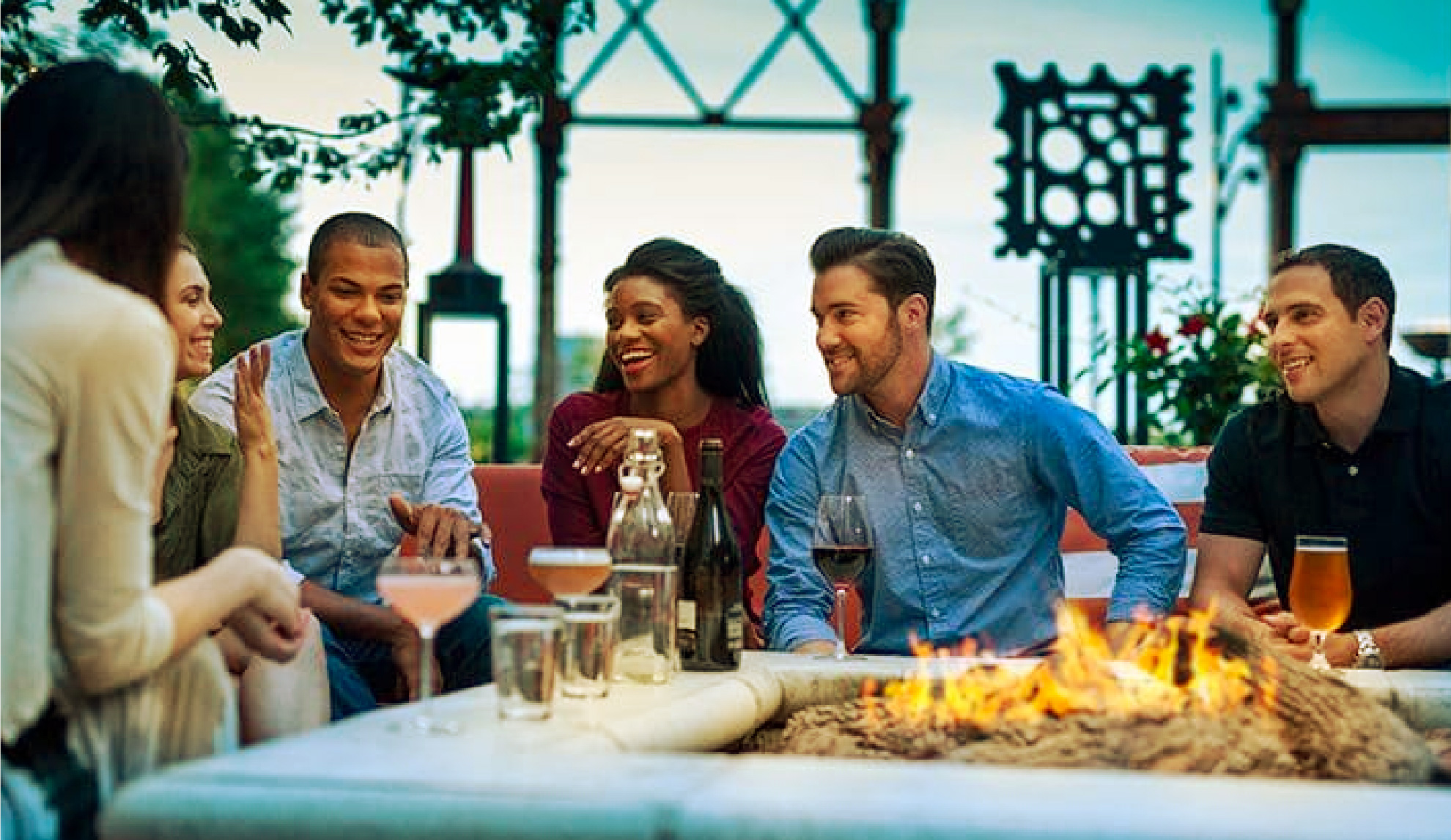 group of people drinking outside in Boston