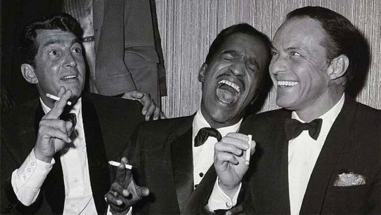 famous picture of the rat pack having a laugh in historic las vegas